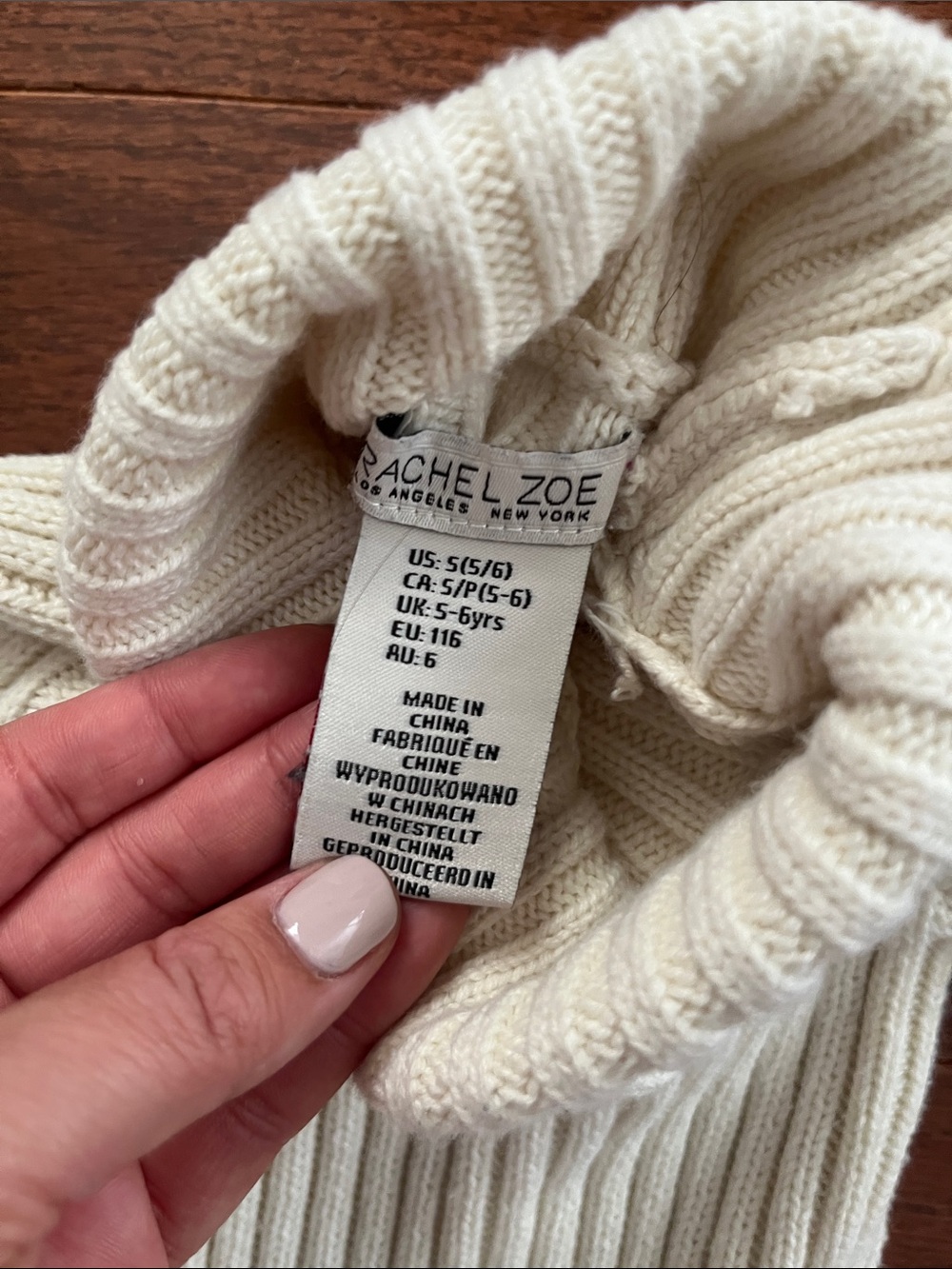 Rachel Zoe Girls Cream Cable-Knit Turtleneck Dress - Picture 2 of 2